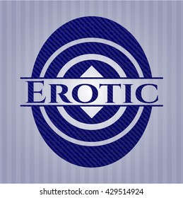Emblema erótico con textura jean