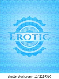Erotic light blue warer style emblem.