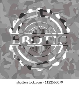 Erotic on grey camo texture