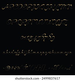 Erotica Font, Alphabet, Uppercase Letter, Numbers, Signs And Symbol, Luxury Font, Golden