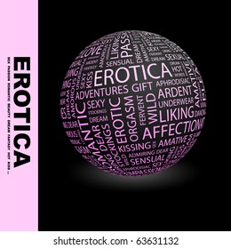 EROTICA. Globe with different association terms.