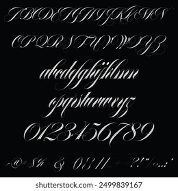 Erotica inline Font, Alphabet, Uppercase Letter, Numbers, Signs And Symbol, Luxury Font