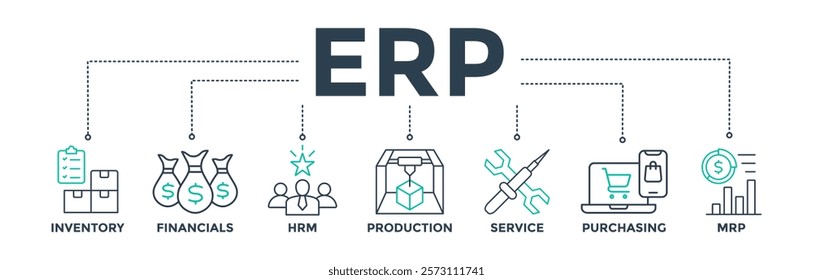 ERP banner web icon vector illustration concept for enterprise resource planning