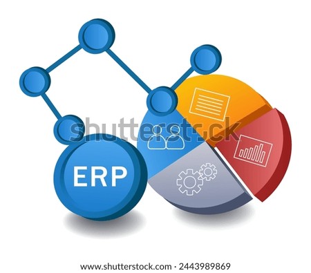 ERP business infographic flat isometric 3d illustration