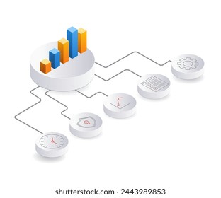 ERP business management, flat isometric 3d illustration