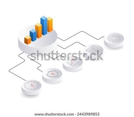 ERP business management, flat isometric 3d illustration