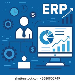 ERP Business Management System com painel de controle de análise e visualização de dados