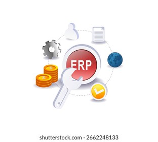 Ilustração do conceito de usuários de sistemas de negócios ERP