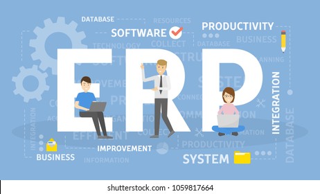 ERP concept illustration. Idea of productivity and improvement.