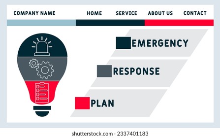 ERP - siglas del plan de respuesta de emergencia. fondo de concepto de negocio. concepto de ilustración vectorial con palabras clave e iconos. ilustración con iconos para banner web, volante, aterrizaje