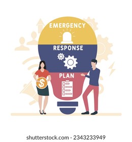 ERP - emergency response plan  acronym. business concept background. vector illustration concept with keywords and icons. lettering illustration with icons for web banner, flyer, landing