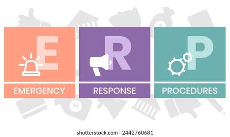 erp - emergency response procedures acronym. business concept background. vector illustration concept with keywords and icons. lettering illustration