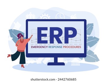 erp - emergency response procedures acronym. business concept background. vector illustration concept with keywords and icons. lettering illustration