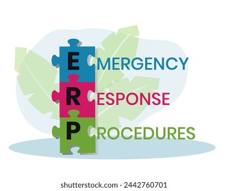 erp - emergency response procedures acronym. business concept background. vector illustration concept with keywords and icons. lettering illustration