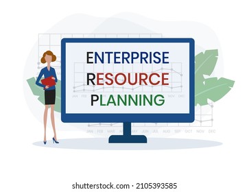 ERP - Enterprise Resource Planning acronym, business concept background