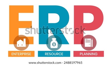ERP - Enterprise Resource Planning acronym, business concept background