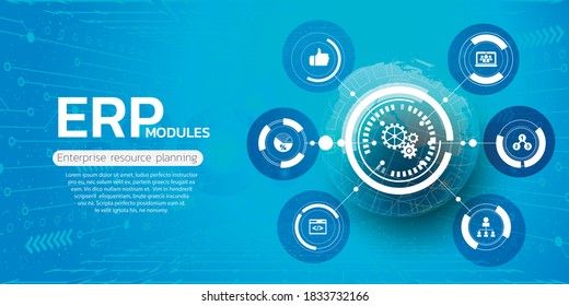 ERP. Enterprise Resource Planning Business And Modern Technology Concept 