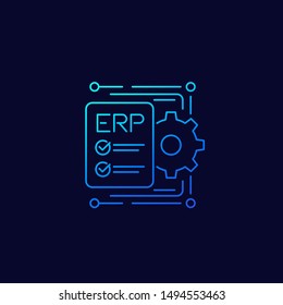 ERP, enterprise resource planning icon, line vector design