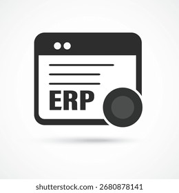 ERP, ícone de planejamento de recursos empresariais isolado contorno sólido no plano de fundo branco, Painel ERP, AI e ícone de negócios