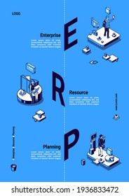 ERP, Enterprise Resource Planning Isometric Poster