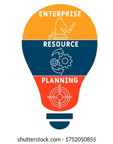 erp  - enterprise resource planning ,letters and icons,Vector illustration.