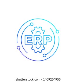ERP, enterprise resource planning, line vector icon