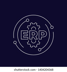 ERP, enterprise resource planning, linear icon