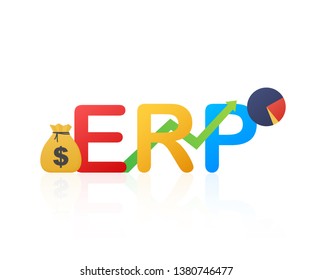 ERP, enterprise resource planning. Productivity and improvement. Vector stock illustration. 