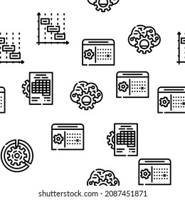 Erp Enterprise Resource Planning Vector Seamless Pattern Thin Line Illustration