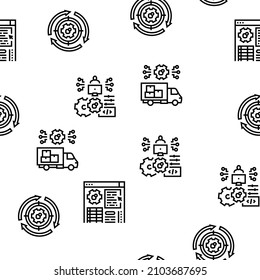 Erp Enterprise Resource Planning Vector Seamless Pattern Thin Line Illustration