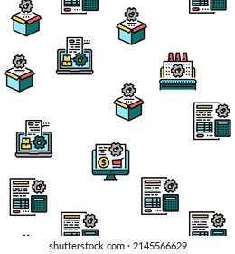 Erp Enterprise Resource Planning Vector Seamless Pattern Thin Line Illustration