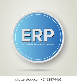 ERP - Enterprise Resource Planning vector structure module construction concept infographics in circle sky blue