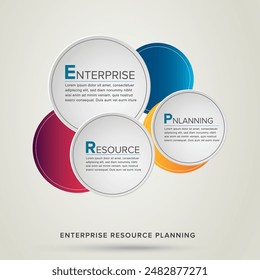 ERP - Enterprise Resource Planning vector structure module construction concept infographics in circle