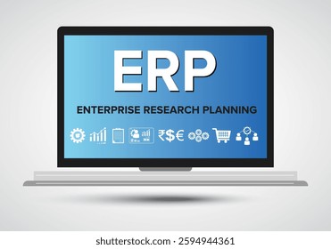 ERP - enterprise resource planning with web icon vector illustration concept 