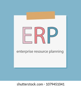 ERP Enterprise Resource Planning written in notebook paper- vector illustration