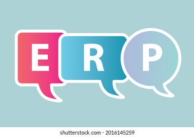 ERP (Enterprise Resource Planning) written in speech bubble- vector illustration