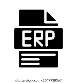 Erp Glyph Icon. File Document icon abbreviation Integrated system for managing corporate resources