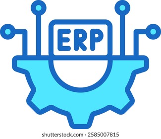 Erp Icon Blue Color Vector Illustration