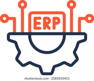 Erp Icon Color Line Vector Illustration