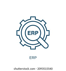erp icon. Thin linear erp outline icon isolated on white background. Line vector erp sign, symbol for web and mobile