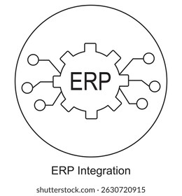 ERP Integration icon, Seamless ERP Integration Unifying Systems for Smarter Business Operations, Streamlining Success How ERP Integration Boosts Efficiency and Growth, vector