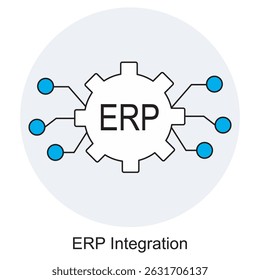ERP Integration icon, Seamless ERP Integration Unifying Systems for Smarter Business Operations, Streamlining Success How ERP Integration Boosts Efficiency and Growth, vector