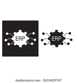 ERP Integration icon, Seamless ERP Integration Unifying Systems for Smarter Business Operations, Streamlining Success How ERP Integration Boosts Efficiency and Growth, vector