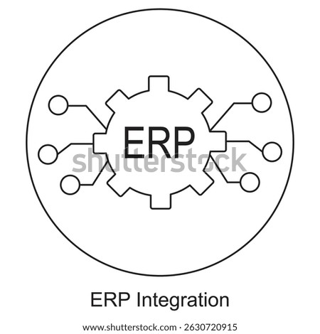ERP Integration icon, Seamless ERP Integration Unifying Systems for Smarter Business Operations, Streamlining Success How ERP Integration Boosts Efficiency and Growth, vector