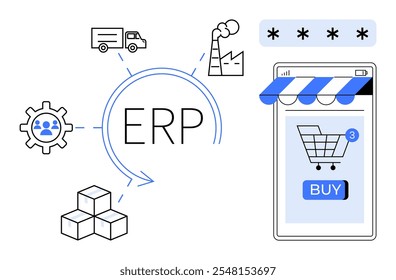 Integração de ERP com cadeia de fornecimento, fábrica, estoque e loja on-line. Ideal para eficiência de comércio eletrônico, rastreamento de estoque, processos de fabricação, coordenação de logística e automação de negócios