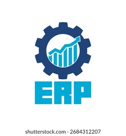Icono del logotipo de ERP aislado en el fondo blanco