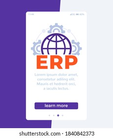 ERP, mobile banner design, vector