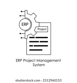 ERP Project Management System Icon. Enterprise Resource Planning Tools for Efficient Project Workflow and Task Automation.