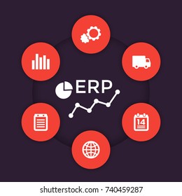 ERP software vector icons