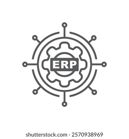 ERP system, Enterprise resource planning. Business automation and innovation. Vector icon.